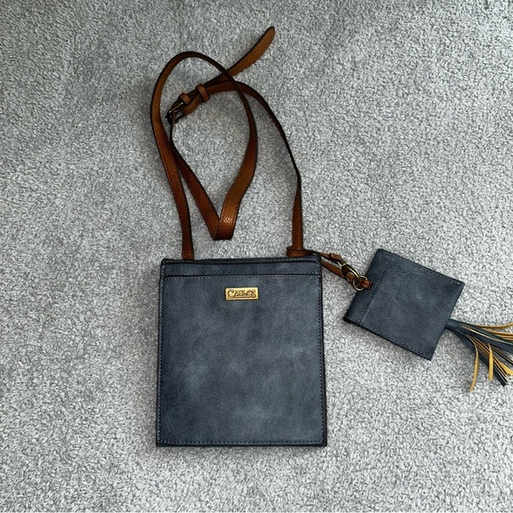 Carlos by Carlos Santana Gray and Brown Crossbody Bag with Minimalist Style - Picture 1 of 7